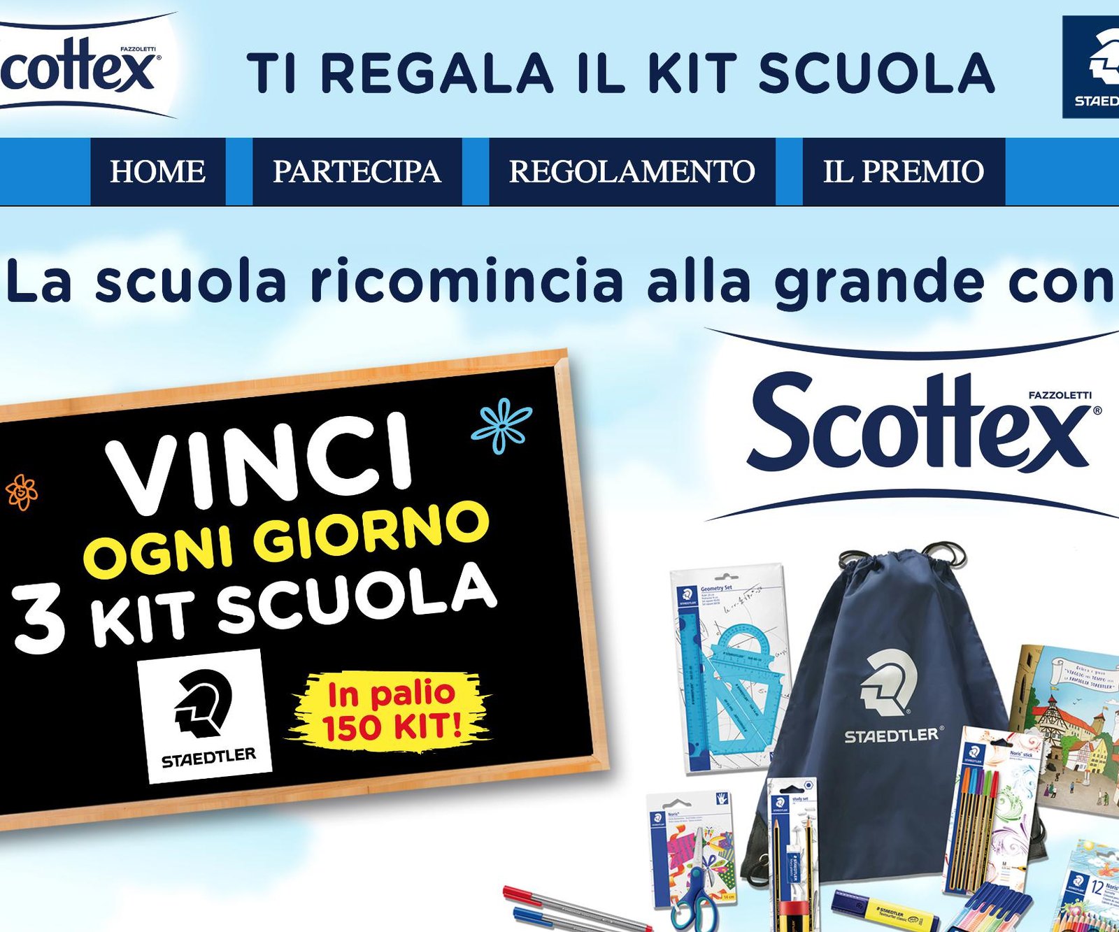 Concorso a Premi SCOTTEX TI REGALA IL KIT SCUOLA STAEDTLER Premi e