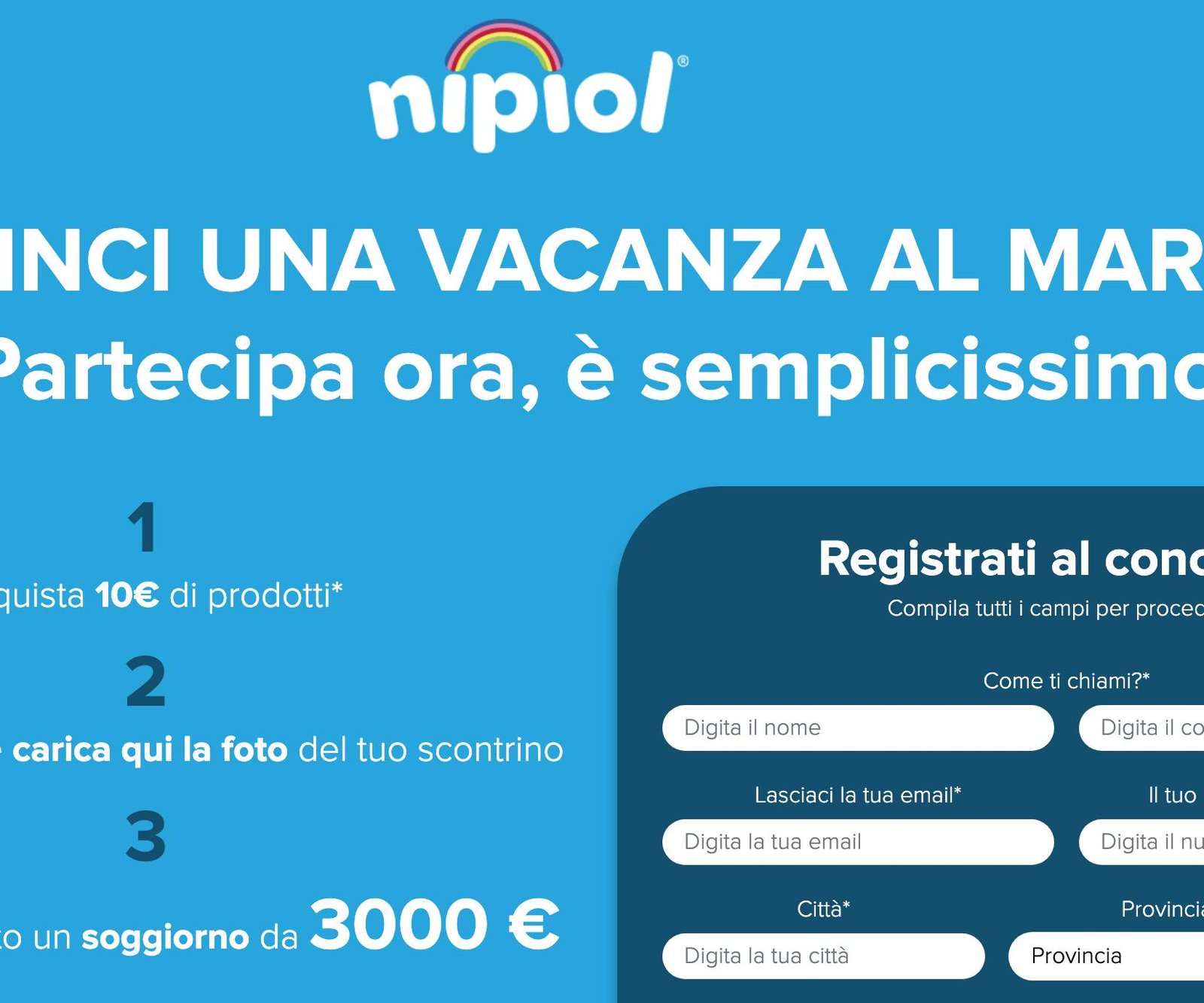 Concorso Una vacanza da Nipiol: vinci vacanze al mare da 3.000€ -  DimmiCosaCerchi